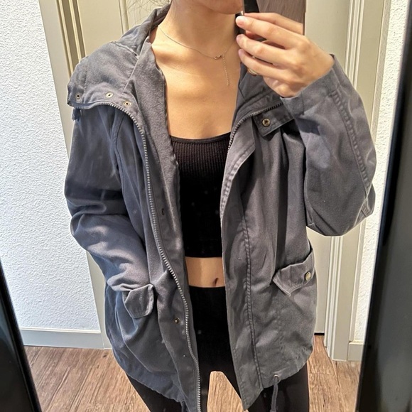 Noisy May Light Gray-ish Navy Blue Utility Jacket - Picture 5 of 6